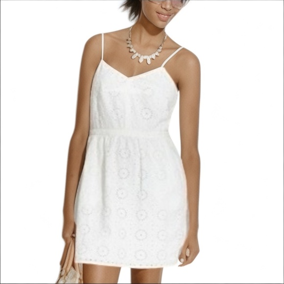 Madewell White Eyelet Cotton Mini Dress Size 4 - Picture 1 of 13